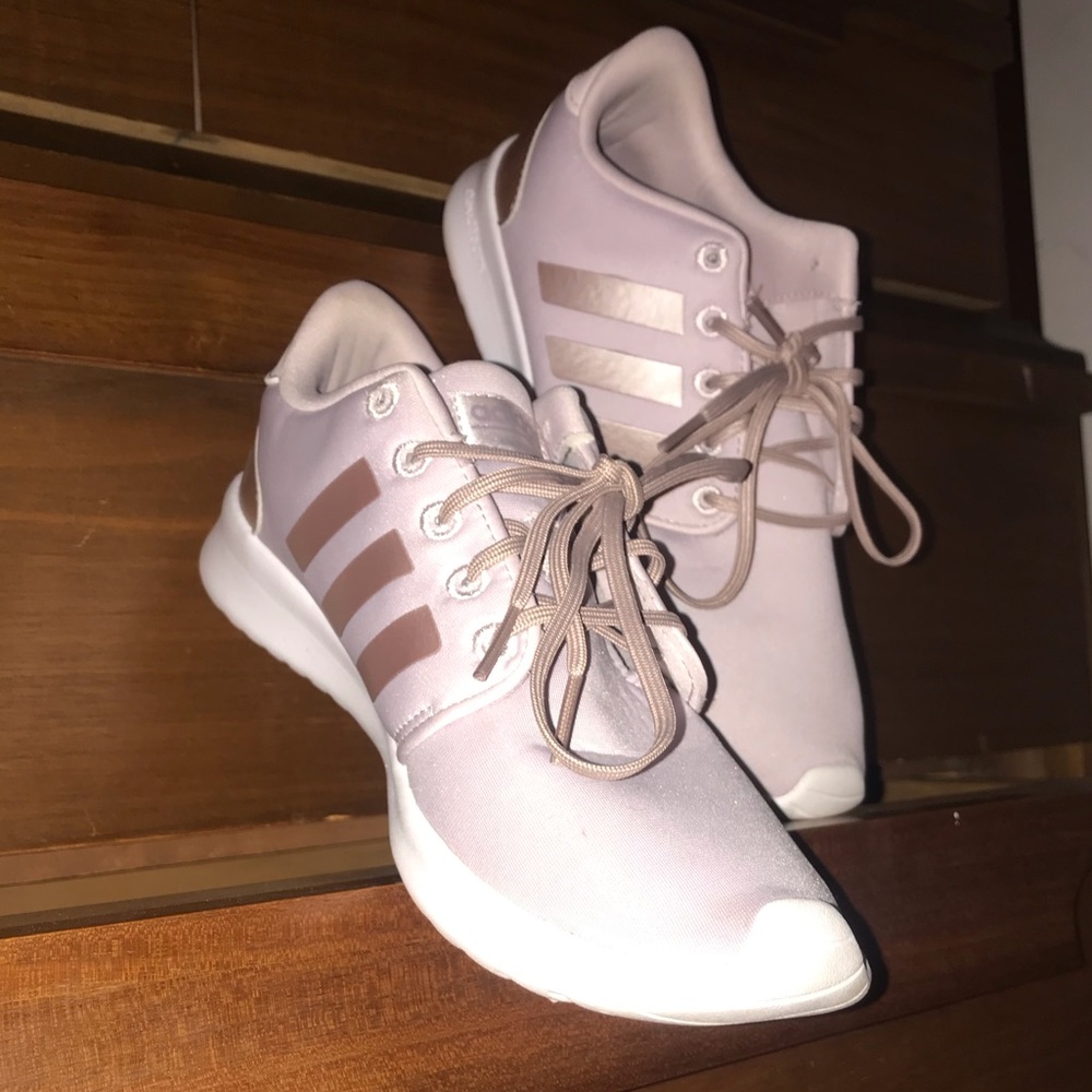 NWOT pink and metallic rose adidas cloudfoam shoes